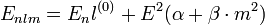 E_{nlm}=E_nl^{(0)}+E^2(\alpha + \beta \cdot m^2)