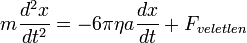 m\frac{d^2 x}{dt^2} = -6\pi \eta a\frac{dx}{dt} + F_{veletlen}