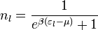 n_l = \frac{1}{e^{\beta (\varepsilon_l - \mu )} +1}