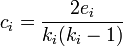 c_i = \frac{2e_i}{k_i(k_i-1)}