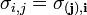 \sigma_{i,j}=\mathbf{\sigma_{(j),i}}