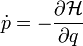 \dot p = -\frac{\partial \mathcal{H}}{\partial q}