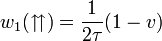 w_1(\upuparrows) = \frac{1}{2\tau}(1-v)