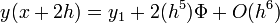 y(x+2h) = y_1 + 2(h^5) \Phi + O(h^6)\,