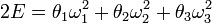 2E = \theta_1 \omega_1^2 + \theta_2 \omega_2^2 + \theta_3 \omega_3^2