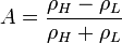 A=\frac{\rho_H-\rho_L}{\rho_H+\rho_L}