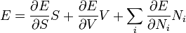 E = \frac{\partial E}{\partial S} S + \frac{\partial E}{\partial V}V + \sum\limits_i \frac{\partial E}{\partial N_i} N_i